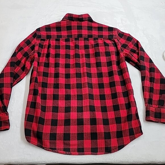 Faded Glory Mens Buffalo Plaid Flannel Shirt Long Sleeve Red & Black Size Med - Picture 7 of 12